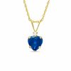 Thumbnail Image 1 of 6mm Heart-Shaped Lab-Created Sapphire Pendant in 10K Gold with CZ
