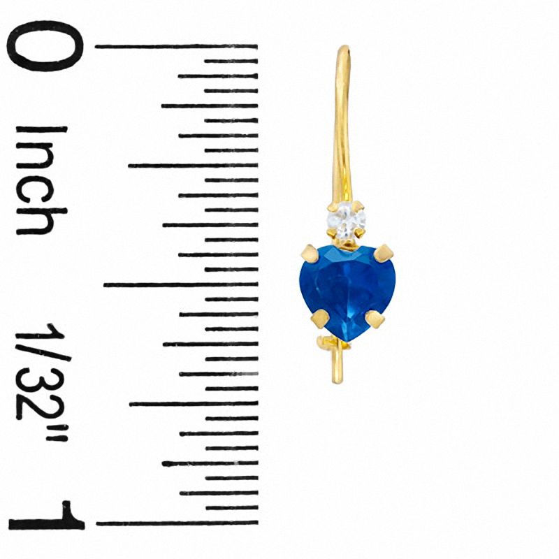 5mm Heart-Shaped Lab-Created Sapphire Drop Earrings in 10K Gold with CZ
