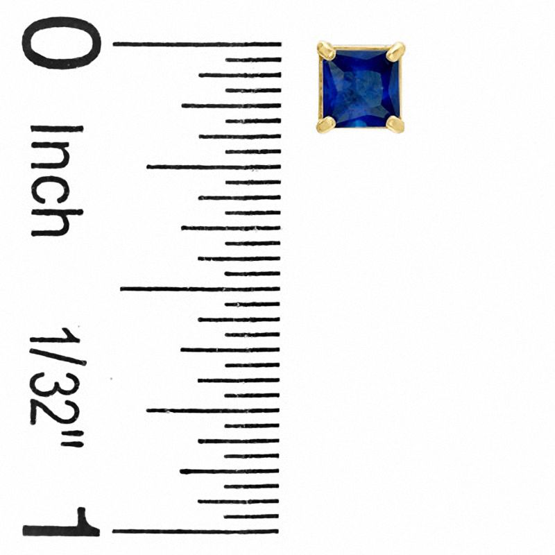 4mm Princess-Cut Lab-Created Sapphire Stud Earrings in 10K Gold