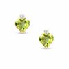 Thumbnail Image 0 of 6mm Heart-Shaped Peridot Stud Earrings in 10K Gold with CZ