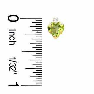 6mm Heart-Shaped Peridot Stud Earrings in 10K Gold with CZ