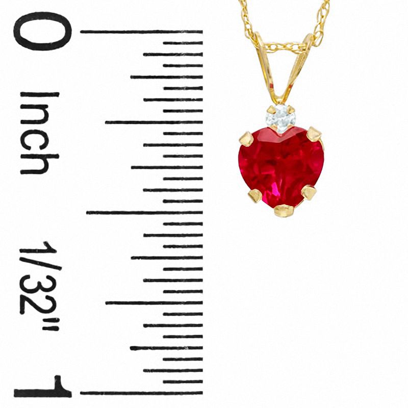Main Image 2 of 6mm Heart-Shaped Lab-Created Ruby Pendant in 10K Gold with CZ