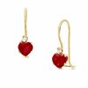 5mm Heart-Shaped Lab-Created Ruby Drop Earrings in 10K Gold with CZ