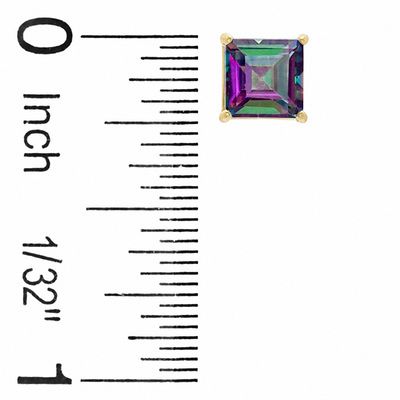 6.0mm Princess-Cut Mystic Fire® Topaz Stud Earrings in 10K Gold
