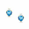 6mm Heart-Shaped Blue Topaz Stud Earrings in 10K Gold with CZ