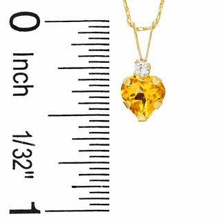 6mm Heart Citrine Pendant in 10K Gold with CZ