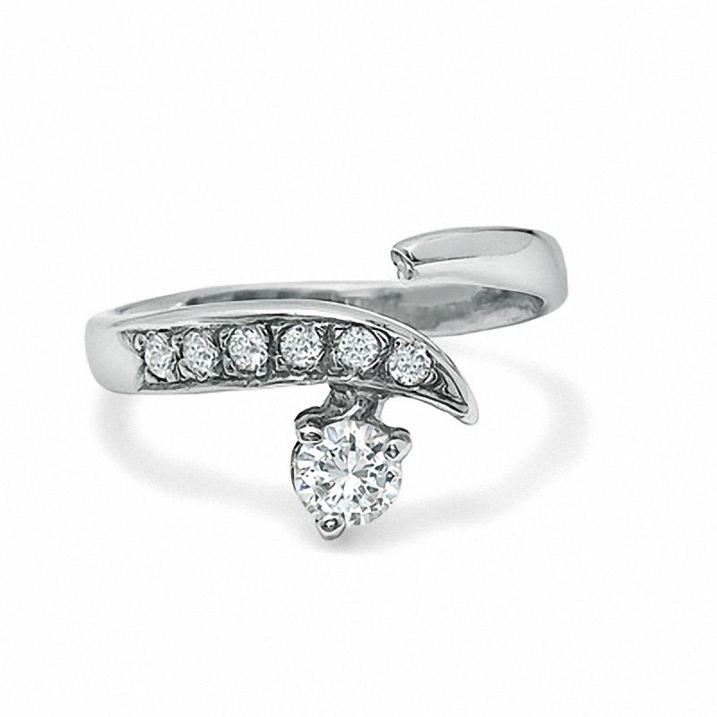 Toe Ring with Cubic Zirconia in Sterling Silver