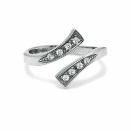 Bypass Midi/Toe Ring with Cubic Zirconia in Solid Sterling Silver