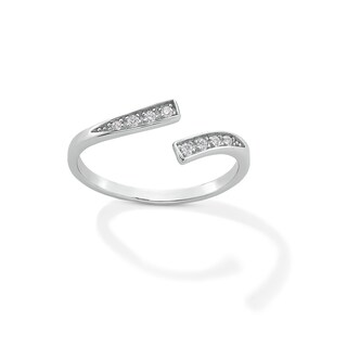 Solid Sterling Silver CZ Bypass Midi/Toe Ring