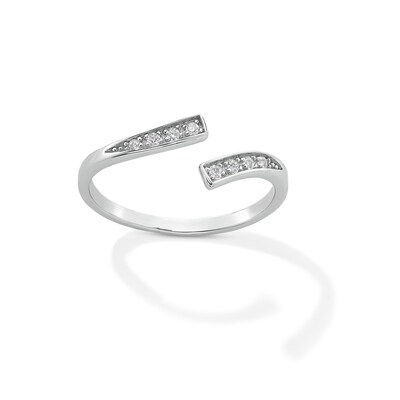 Solid Sterling Silver CZ Bypass Midi/Toe Ring