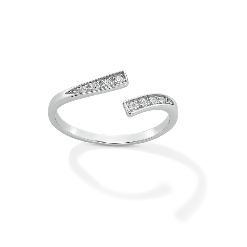Solid Sterling Silver CZ Bypass Midi/Toe Ring