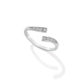 Solid Sterling Silver CZ Bypass Midi/Toe Ring