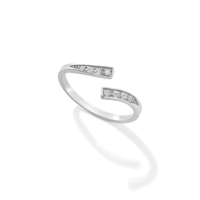 Solid Sterling Silver CZ Bypass Midi/Toe Ring