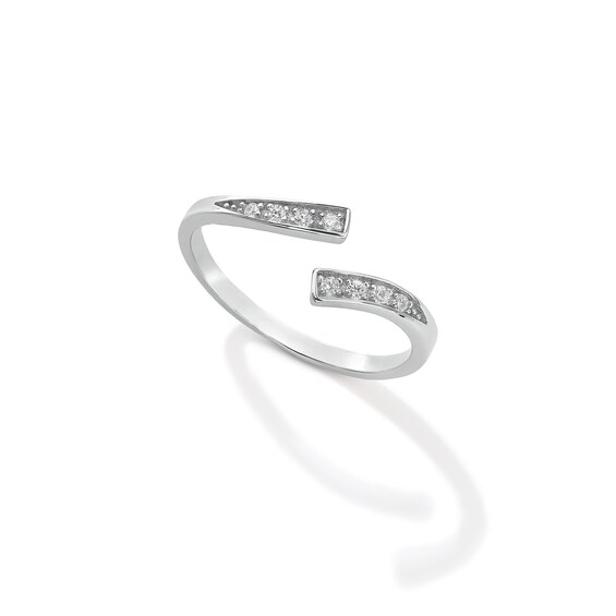 Solid Sterling Silver CZ Bypass Midi/Toe Ring