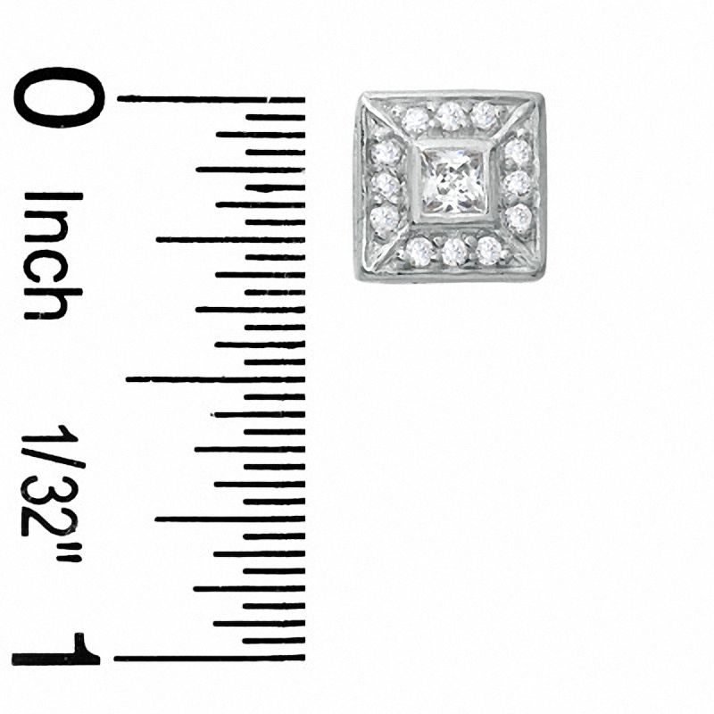 Cubic Zirconia Double Square Stud Earrings in Sterling Silver