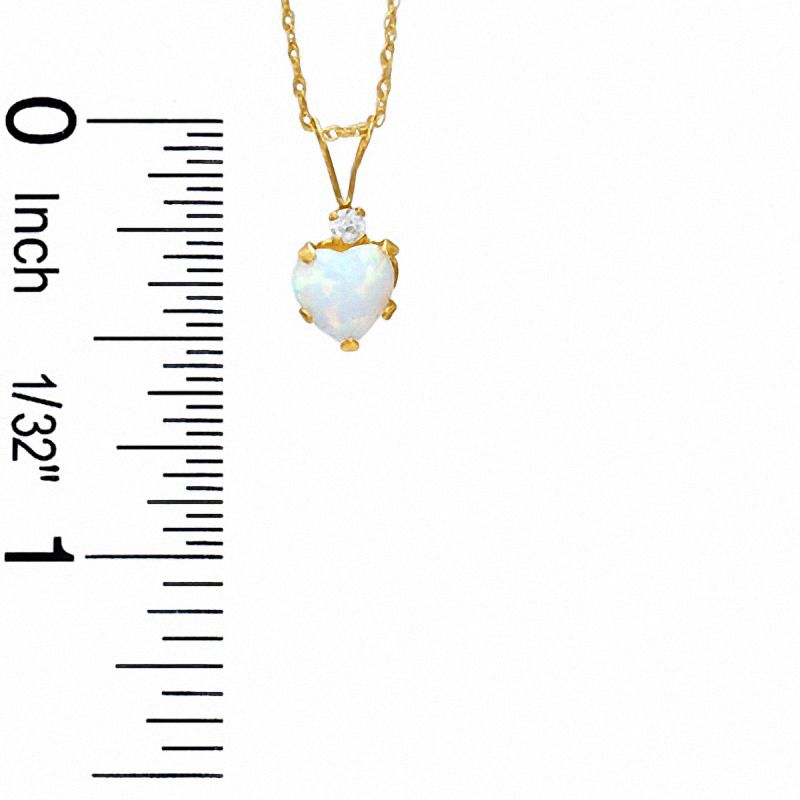 Main Image 2 of 6mm Heart-Shaped Lab-Created Opal Pendant in 10K Gold with CZ