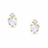 4mm Heart-Shaped Simulated Opal Stud Earrings in 10K Gold with CZ