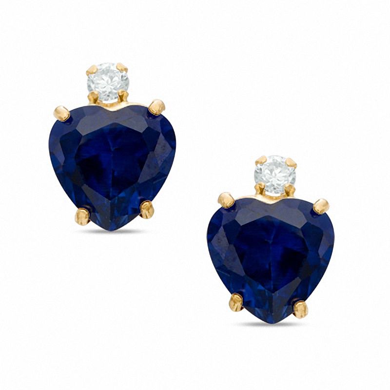 Bishilin Gold plate Earrings for womens Stud Earrings Crystal Heart Love Shape Cubic Zirconia Color Blue