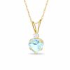 Thumbnail Image 1 of 6mm Heart-Shaped Aquamarine Drop Pendant in 10K Gold with CZ