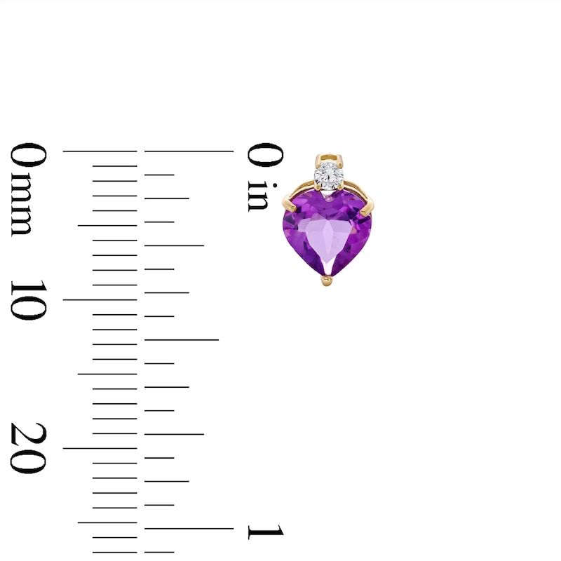 Main Image 3 of 6mm Heart-Shaped Amethyst and Cubic Zirconia Stud Earrings in 10K Gold