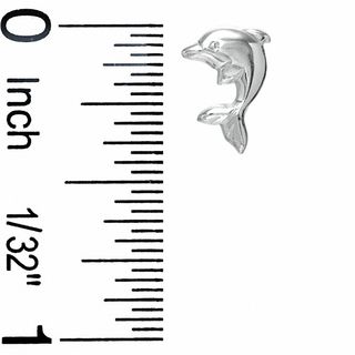 Open Heart and Dolphin Stud Earrings Set in Sterling Silver