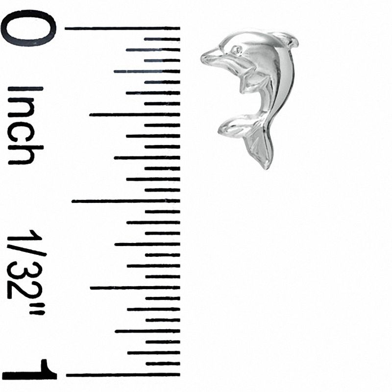Main Image 2 of Open Heart and Dolphin Stud Earrings Set in Sterling Silver