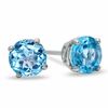 5mm Blue Topaz Stud Earrings in 10K White Gold