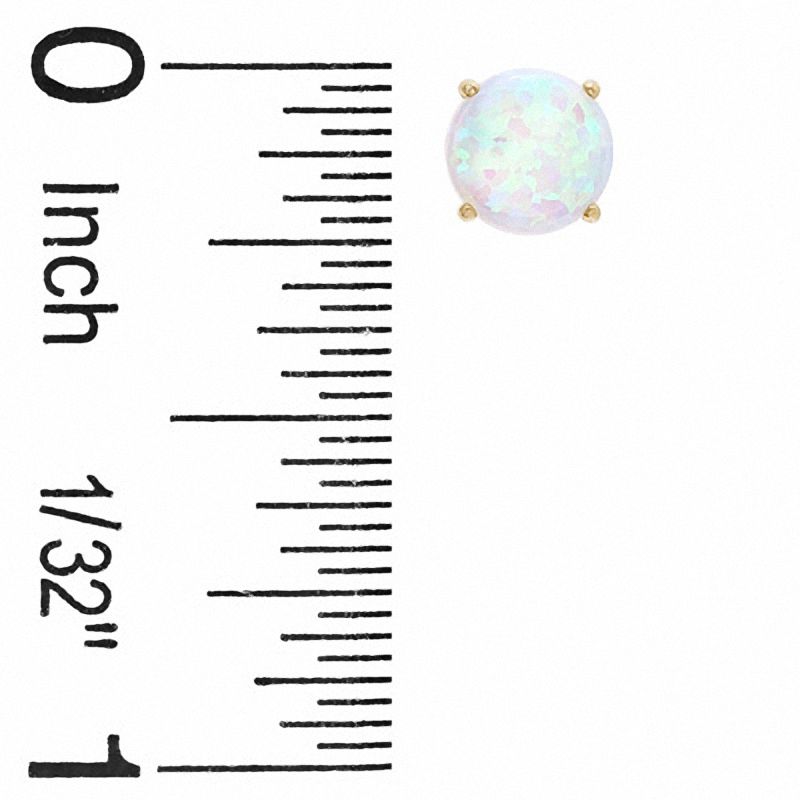 6mm Synthetic Opal Stud Earrings in 10K Gold