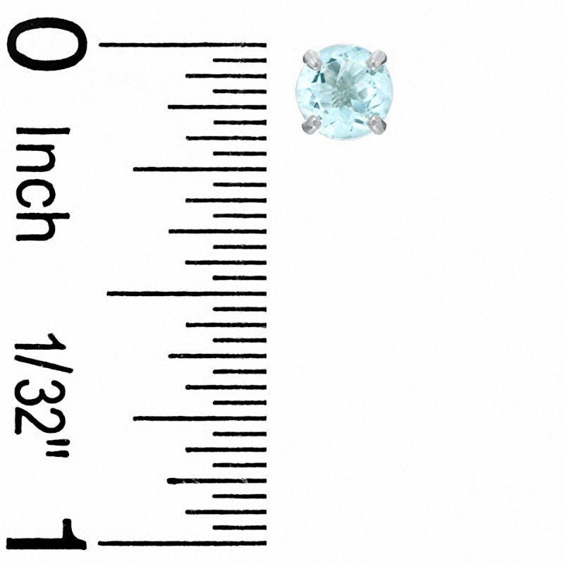 Main Image 2 of 5mm Aquamarine Stud Earrings in 10K White Gold