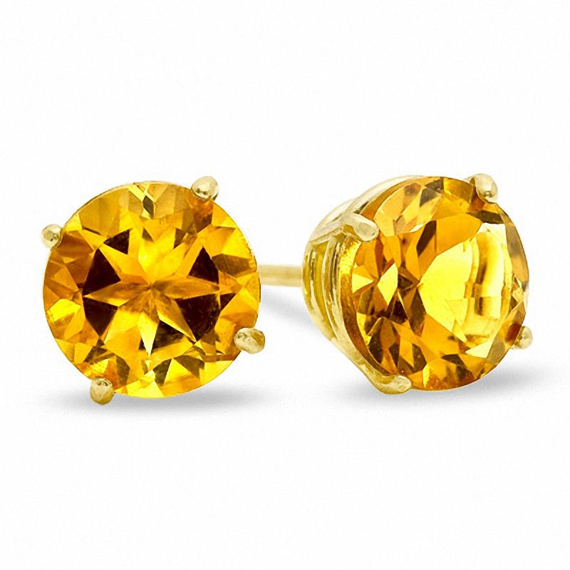 6mm Citrine Stud Earrings in 10K Gold