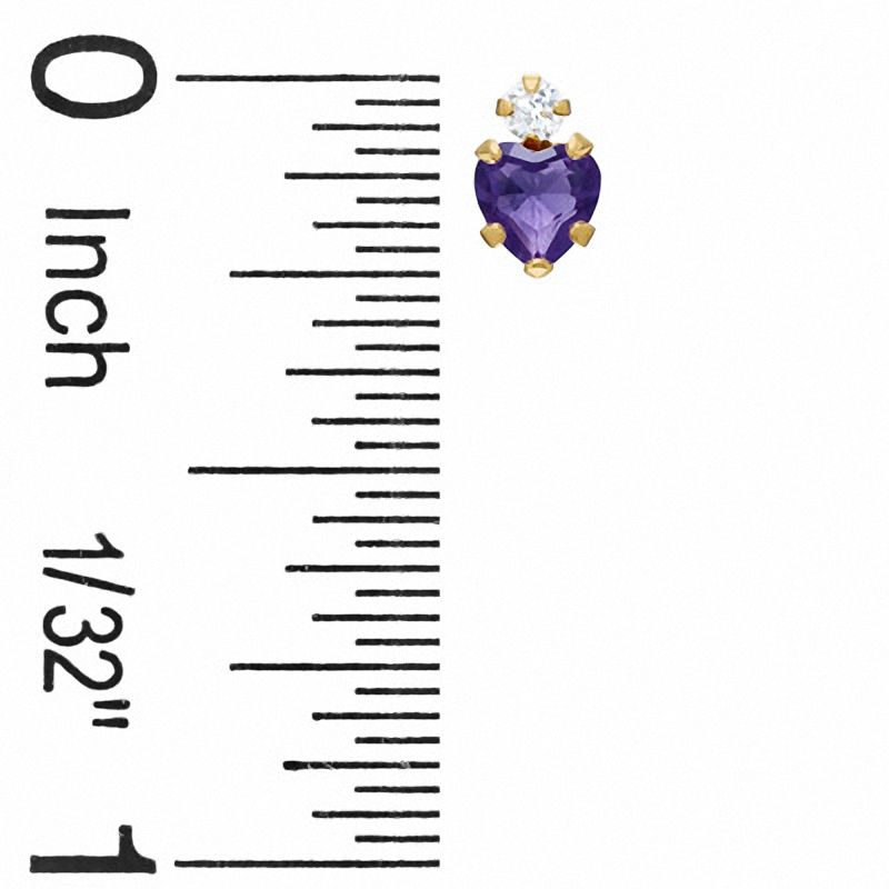 4mm Heart Amethyst Stud Earrings in 10K Gold with CZ