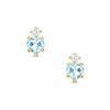 4mm Heart-Shaped Aquamarine Stud Earrings in 10K Gold with CZ