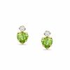 Thumbnail Image 1 of 4mm Heart-Shaped Peridot Stud Earrings in 10K Gold with CZ