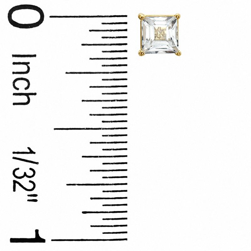 4mm Princess-Cut White Topaz Stud Earrings in 10K Gold