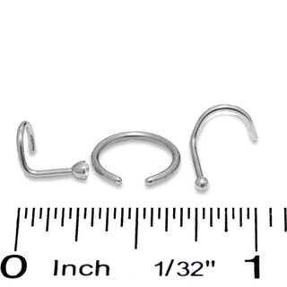 018 Gauge Nose Stud Set with Cubic Zirconia in Stainless Steel