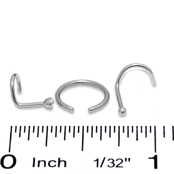 018 Gauge Nose Stud Set with Cubic Zirconia in Stainless Steel