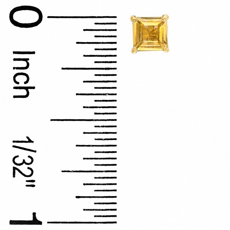 4mm Princess-Cut Citrine Stud Earrings in 10K Gold