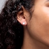 Thumbnail Image 2 of 6mm Heart-Shaped Lab-Created Opal and Cubic Zirconia Stud Earrings in 10K Gold