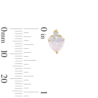 6mm Heart-Shaped Lab-Created Opal and Cubic Zirconia Stud Earrings in 10K Gold