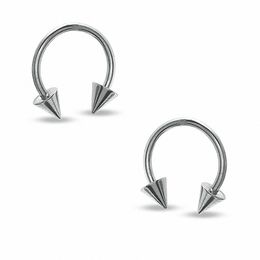 016 Gauge Spiked Horseshoe Pair in Stainless Steel Solid and Tube - 3/8&quot;