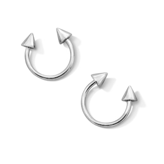 Solid and Tube Stainless Steel Spiked Horseshoe Pair - 16G 3/8"