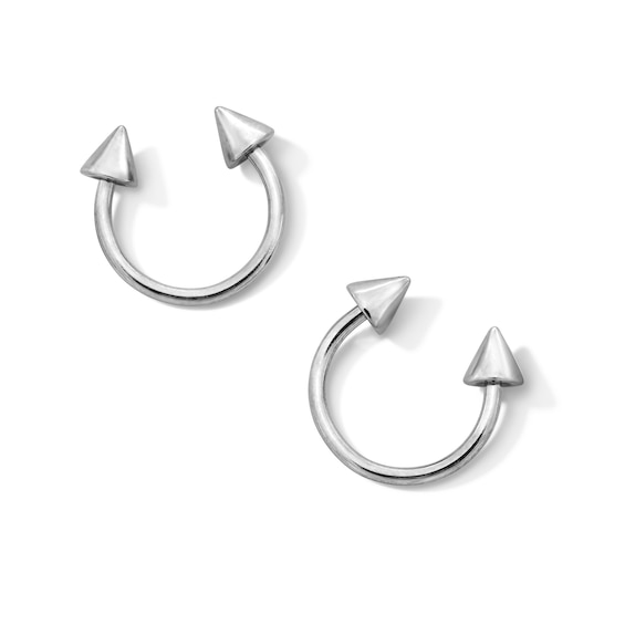 Solid and Tube Stainless Steel Spiked Horseshoe Pair - 16G 3/8"