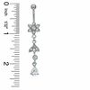 Thumbnail Image 2 of 014 Gauge Cubic Zirconia Flower and Leaf Belly Button Ring in Stainless Steel