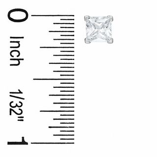 Princess-Cut Cubic Zirconia Three-Piece Stud Earrings Set in Sterling Silver