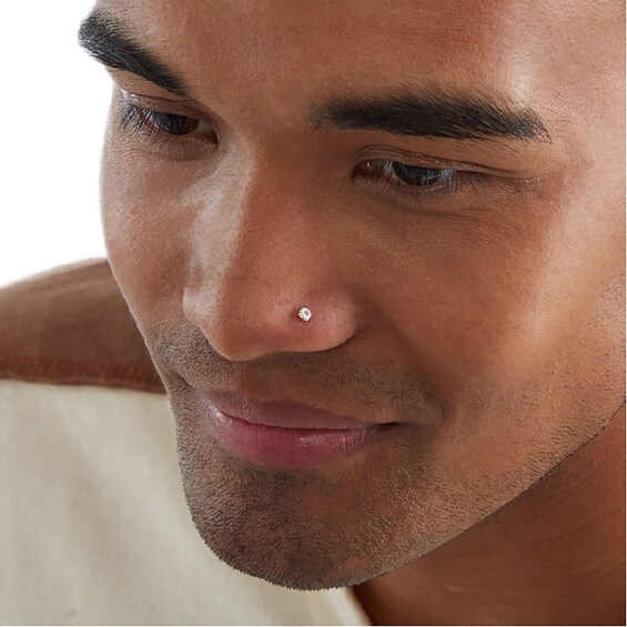 14K Hollow and Semi-Solid Gold CZ Nose Stud Set