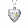Thumbnail Image 0 of "Mom" and Rose Heart Locket in Sterling Silver