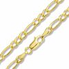 080 Gauge Hollow Figaro 3+1 Chain Necklace in 14K Gold - 20"