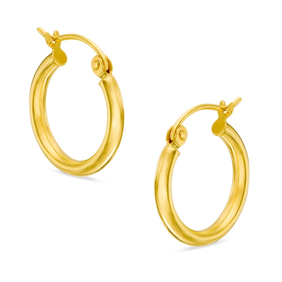 10K Gold 15mm Polished Hoop Earrings | Banter