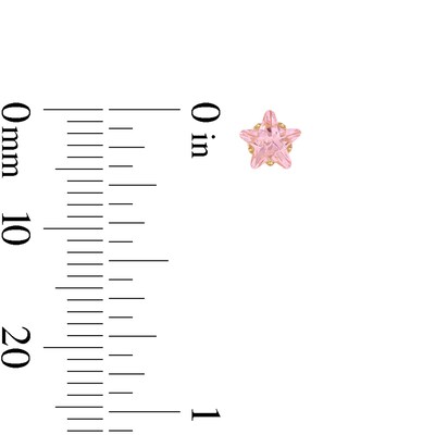 5mm Star-Shaped Cubic Zirconia Solitaire Stud Piercing Earring in Solid Stainless Steel with 24K Gold Plate