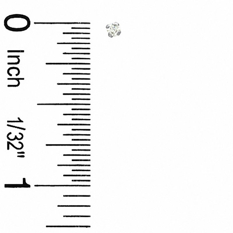 Main Image 2 of 2mm Cubic Zirconia Solitaire Stud Piercing Earrings in 14K Solid White Gold